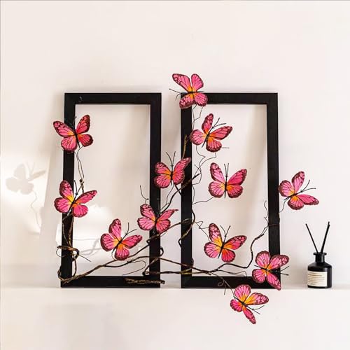 Artificial Butterfly Branche, Simulation Branch Stems with Fake Butterfly Floral Arrangement for Vase Filling Home Office Party Decoration (red) - color: Red