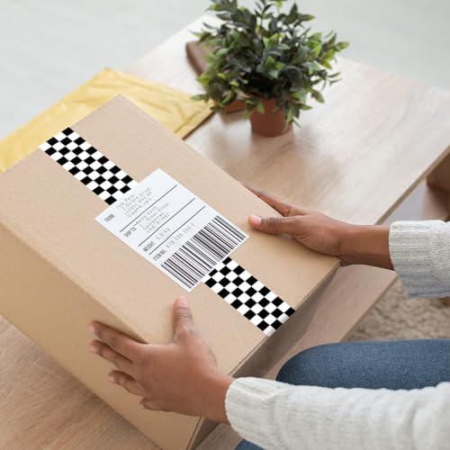 Whaline Checkered Flag Packing Tape 100 Yard Sticky Duct Gift Wrapping Tape Race Car Buffalo Plaid Waterproof Shipping Tapes for DIY Crafts Small Business Sealing Mail Boxes Supplies - style: Checkered Flag