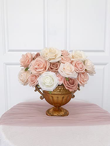 FACINOC Roses Artificial Flowers Bouquet Combo Box Set Fake Flower Bulk for DIY Bridal Baby Shower Decorations Wedding Centerpieces for Table Silk Floral Arrangements Party Home Decor Indoor Peach - color: Pastel Peach, Beige