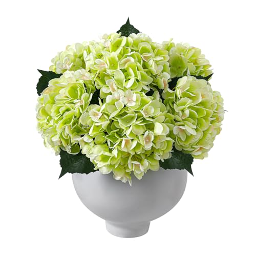 6PCS Realistic Artificial Silk Hydrangea Flowers – Premium Fake Hydrangea Flowers Bouquets with Stems, Full Faux Hydrangea Blooms for Home Wedding Table Party Office Decorations(Light Green) - color: Light Green
