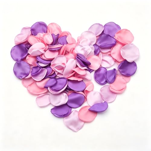 ZOOYOO 200Pcs Silk Rose Petals for Romantic Night, Pink and Purple Fake Flower Petals for Wedding Centerpieces, Aisle Scatter, Flower Girl Basket, Party and Table Decoration - color: Pink and Purple