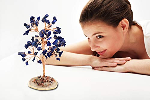 Mina Heal Healing Crystals Tree/Bonsai Tree for Home Decor, Room Decor and Office Desk, Spiritual Gifts for Energy Healing, Good Luck Gifts for Wealth & Prosperity, and Decorative Home Accessories - color: Lapis Lazuli(blue)