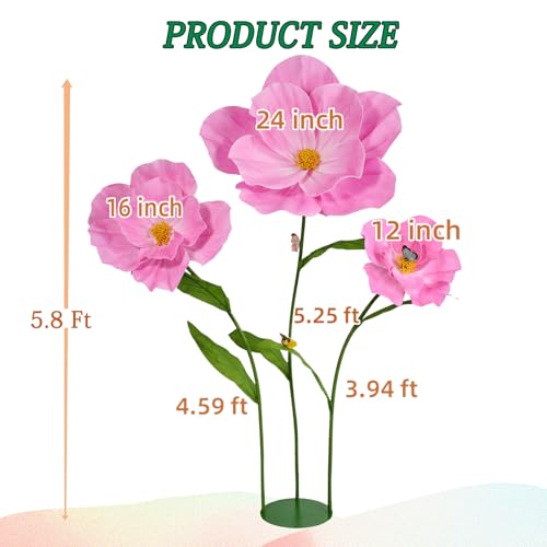 5.8 Ft Giant Artificial Flowers for Decoration,Large EVA Flower Decor,Wedding Arrangements, Birthday Party Banquet Background,Hotel,Office,Window Display(Pink) - color: Pink