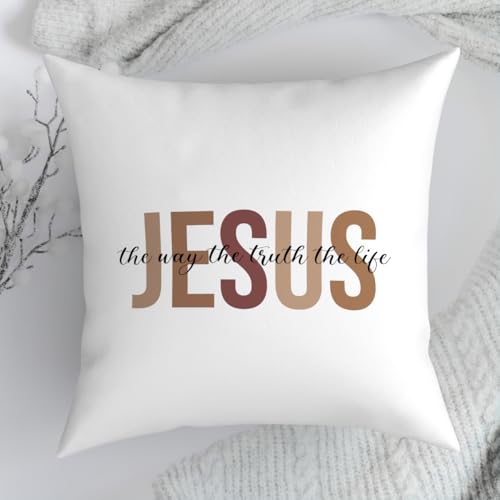 Fokongna Jesus Decoration Pillow Covers 18 x 18 Inch Christian Home Decor,Christian Gifts Prayer Room for Women Men Jesus Gifts, Religious Home Decor Bedroom and Living Couch Pillow Covers - color: Jesus Pillow