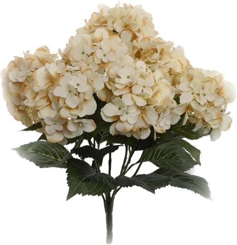 Larksilk Hydrangea Artificial Flowers - Faux Hydrangea Flowers - Home Decor, Easter Decorations, Spring Decor - Floral Centerpieces for Tables - 20" Floral Stems, Beige, 1 Piece - color: Beige, size: 1 Piece