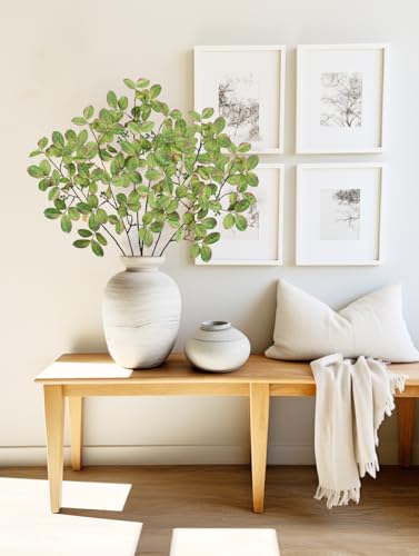 Hollyone 3PCS Artificial Greenery Stems 28.7 Inch Faux Branches for Vase Fake Lagerstroemia Leaves Branches Plants Leaf Bushes for Floral Arrangement Bouquets Party Wedding Wall Home Decor Green - color: Lagerstroemia - Green#1