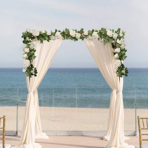 Felice Arts 2 Pack Cream White Artificial Rose Garland Each 6.5FT Fake Rose Garland Hanging Spring Garland for Wedding Arch Table Arrangement Garden Swing Home Decor - color: Cream