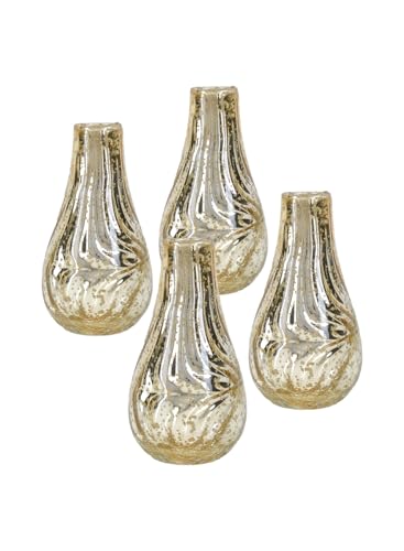 Serene Spaces Living Gold Crackle Bud Vase, Vintage Style Vase for Floral Arrangements at Weddings, Parties, Events, Home, 5.75" Tall & 3" Diameter, Medium, Set of 4 - color: Medium, Set of 4