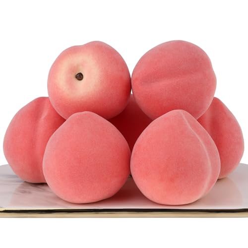 Gresorth 6pcs Artificial Peach Decoration Fake Fruit Ornament Lifelike Realistic Fruits Display Home Party Decorative Model Props - color: Peach