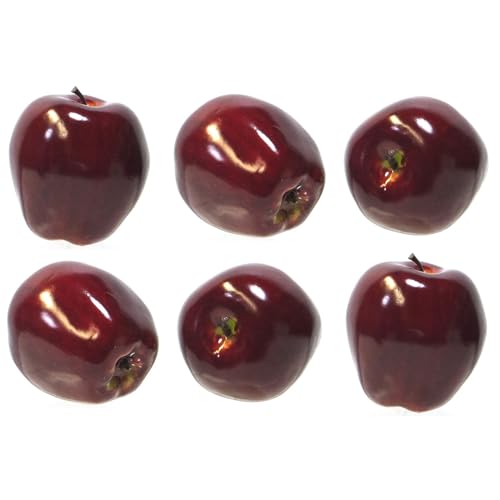 Vasefill 6-Pack Artificial Red Delicious Apple Plastic Apples Fruit Six Pieces Fake - color: Apple (Red Delicious)