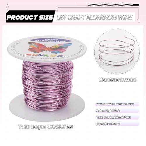 Aluminum Craft Wire,20 Gauge (0.8mm) Light Pink Bendable Wire,100 Feet Continuous Roll for Jewelry Making,Sculpting,Floral & Armature Projects - size: 20 Gauge 100Ft, style: Light Pink