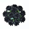 ZMZQ&flw Black Roses Artificial Flowers 12PCS, Real Touch Silk Flowers, Realistic Single Fake Flower with Individual Stems Leaves - color: Black 12pcs