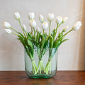 Artificial Tulips Flowers,Soft Touch Latex Bouquet, Fake Tulips,Spring Wedding Home Room Table Centerpiece Decor - color: 15pcs White(no Vase)