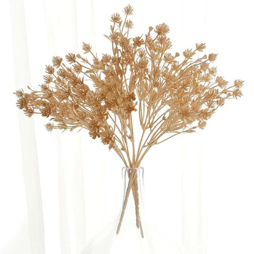Efavormart 4 Pack 13 inch Metallic Gold Artificial Baby's Breath Flower Bouquet, Decorative Gypsophila Floral Bushes Sprays for Delicate Texture and Accents - color: Type22