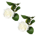 2Pcs White Artificial Silk Roses Long Single Stem Artificial Roses for Home Decor Table Centerpiece Arrangement Valentine's Day Gift (19.68in Tall)