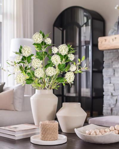 DILATATA Faux Hydrangea Flowers 31" Cream Artificial Hydrangea Spray with 5 Flower Heads, 3 Per Bag.Faux Hydrangeas Plastic Flowers Fake Hydrangeas for Indoor Outdoor Wedding Table Centerpieces Decor - color: Cream #97