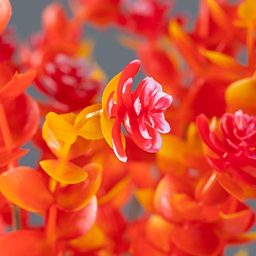 Happylife 6 Bundles Artificial Flowers, Fake Artificial Greenery UV Resistant No Fade Faux Plastic Plants for Wedding Bridle Bouquet Indoor Outdoor Home Garden Kitchen Office Table Vase (Red) - color: Fall