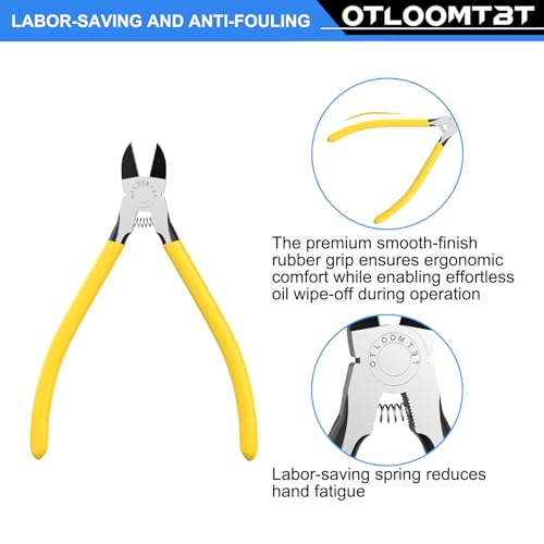 OTLOOMTBT 6-In and 5-In 2 PCS Ultra Sharp Compact Wire Cutters with Long Flat Nose Pliers Ideal for Cutting Crafts, Flowers, Plastics, Appliances and Any Clean Cutting Needs Powerful Wire Cutter