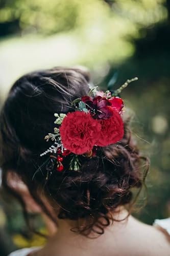 16PCS Red Carnations Artificial Flowers 14.8'' Fake Carnation Silk Flowers with Single Stem Faux Carnations Flowers for Home Table Centerpiece Wedding Decorations Floral Arrangements (Red) - color: Red