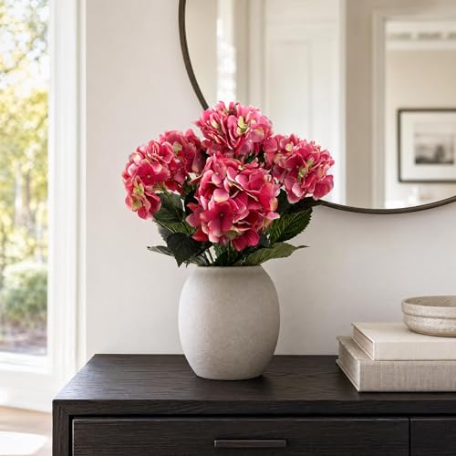 Larksilk Hydrangea Artificial Flowers - Faux Hydrangea Flowers - Home Decor, Easter Decorations, Spring Decor - Floral Centerpieces for Tables - 20" Floral Stems, Fuchsia, 1 Piece - color: Fuchsia, size: Pack of 1