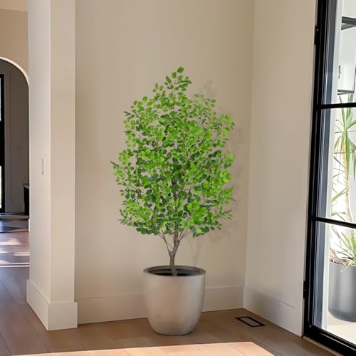 4 Ft Artificial Tree in Pot, Realistic Faux Foliage with UV Resistant Leaves, Easy Assembly for Corner Floor Farmhouse Home Decor - color: Green-4ft