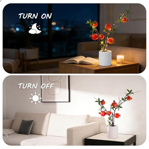 WSYEAR Christmas Decoration Artificial Pomegranate Branch Mini Lifelike Realistic Fruit Stem Fake Plastic Ornament Festival Indoor - color: Pomegranate