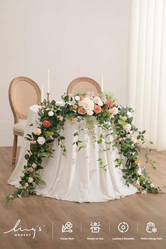 Ling's moment 9FT Spring Eucalyptus & Willow Leaf Flower Garland for Pink Wedding, Valentines Sweetheart Table Centerpieces Head Table Decor, Arch Backdrop Decorations for Wedding | Garden Blush - color: Pk-garden Blush