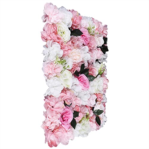 Artificial Flower Wall Panel Set of 12, Faux Floral Wall Panels, 12-Piece Set, Silk Rose & Dahlia Backdrop for Weddings, Events & Home Decoration