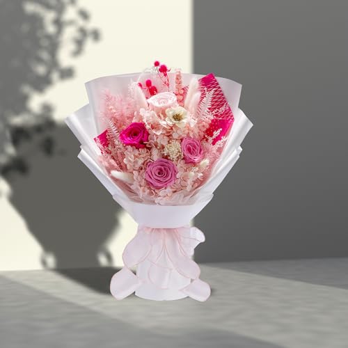Bonsion Preserved Flowers Gifts for Women, Flower for Delivery, Light Pink Roses Gifts fo Her, Preserved Roses Bouquets, Birthday Gifts for Grandma, Mothers Day Flowers for Wife - color: Light Pink