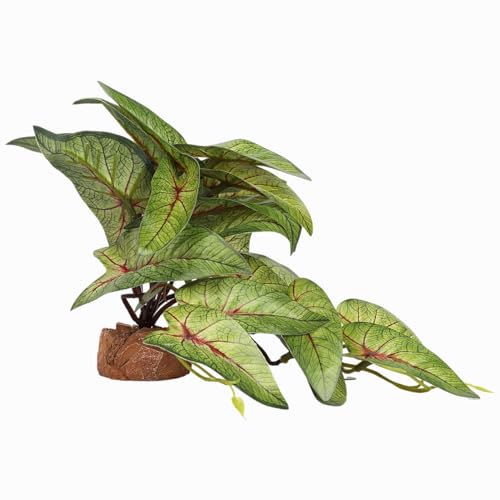 Reptile Plants for Terrarium, Ball Python Tank Decor Accessories fit Bearded Dragon Crested Leopard Gecko Lizard Chameleon Snake Frog Tortoise Hermit Crab - Fake Arrowhead Plants - color: H-fake Arrowhead Plants