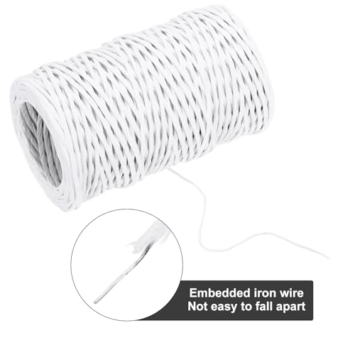MECCANIXITY Floral Wire 164ft/50m 2mm Vine Bind Wire Rustic Craft Wrapping Metal Wire for Flower Bouquet Wreath Making, White - color: White, size: 2mmx50m