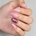 32Pcs Soft Gel Press on Nails for Women, Glitter Pink, Short Almond | Sparkling Chunky Sequins False Fake Nails Press Ons for Party Night Out, Salon Quality Reusable Glue & Stick on Nail Gift Kit - color: 3H-Glitter Pink
