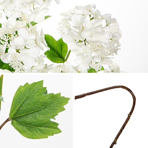 Real Touch Hydrangea Artificial Flowers 19” Tall Artificial Hydrangea Flowers Double-Headed Faux Hydrangeas, White Hydrangeas, Realistic Silk Hydrangea for Home Decor Weddings Arrangements-5 Branches - color: White