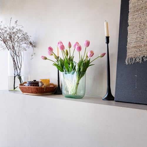 Artificial Tulips Flowers,Soft Touch Latex Bouquet, Fake Tulips,Spring Wedding Home Room Table Centerpiece Decor - color: 15pcs Baby Pink(no Vase)