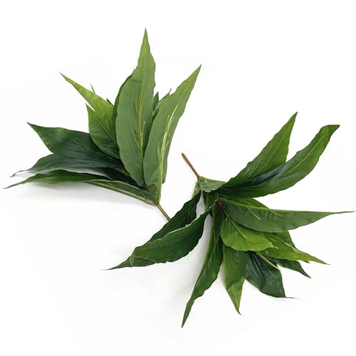 Artificial Magnolia Plants, Fake Grass Shrubs Faux Greenery Plastic Plant Soft Leaves Bundle for Indoor Outdoor Decor Home Garden Office Porch Wedding Party Table Decoration - Green 2 Pack - color: Magnolia Leaves Stem/ Green/ 2 Pcs