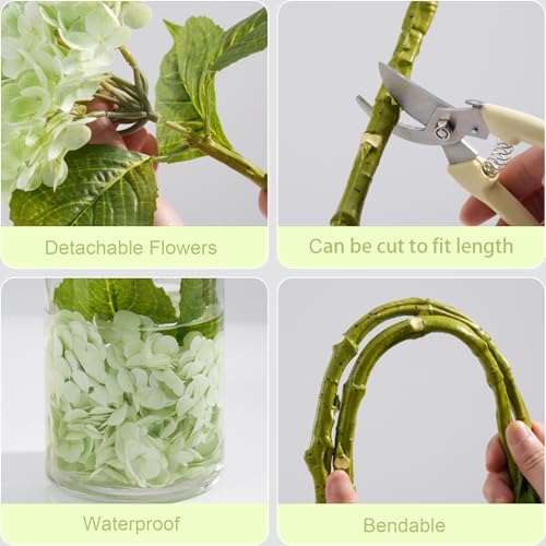 3pcs Hydrangeas Artificial Flowers 21-Inch Hydrangea Artificial Flowers Realistic Hydrangea Lifelike Hydrangea Artificial Flowers Floral Decorations Realistic Hydrangea Fake Hydrangeas - color: Light Green