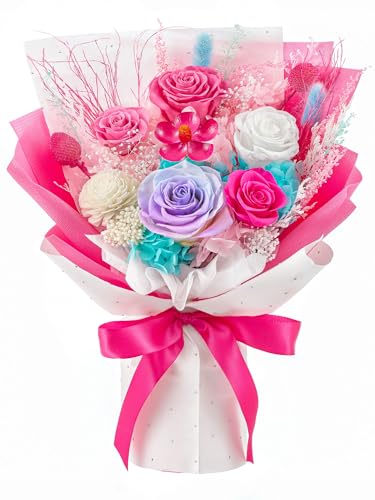 Eterfield Flowers for Delivery Prime, Mother's Day Forever Flowers Bouquet, Preserved Hotpink Roses Birthday Gifts for Her Women Wife Mom Grandma Anniversary Valentines Day Christmas - color: Hot Pink