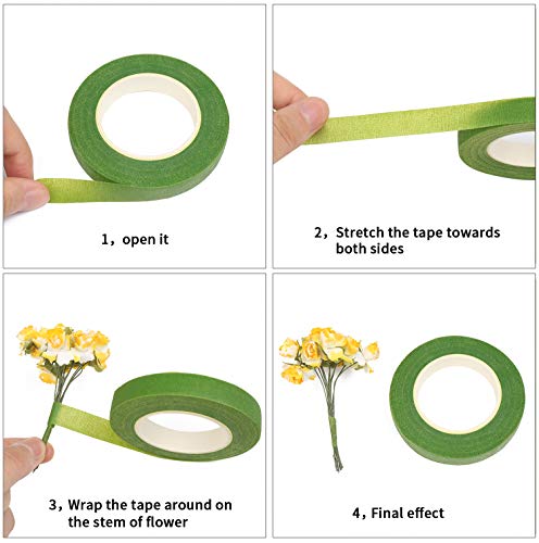 CCINEE 2 Rolls 1/2" Wide Floral Tape with 30 Yards Light Green Florist Tape for Bouquets Stem Wrapping DIY Crafts Floral Arrangement