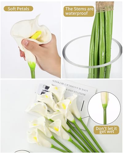 DuHouse 10pcs Calla Lily Artificial Flowers,26" Long Stem Large Calla Lily Flowers for Party Wedding Bridal DIY Bouquet Home Centerpiece Decor(White)