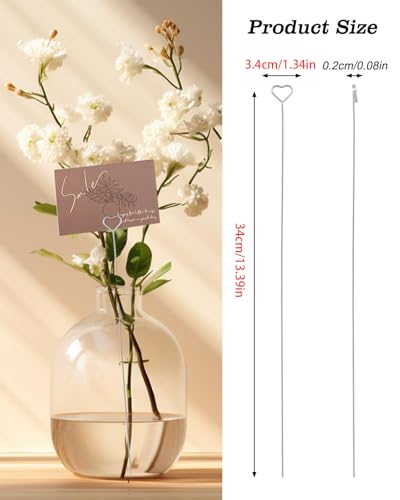 30Pcs Floral Card Holder Picks - Wire Place Card for Wedding - Metal Photo Picture Clip - Table Name Number, Memo Note for Flower Arrangement, Baby Shower, Party Decorations - color: Silver, size: Heart