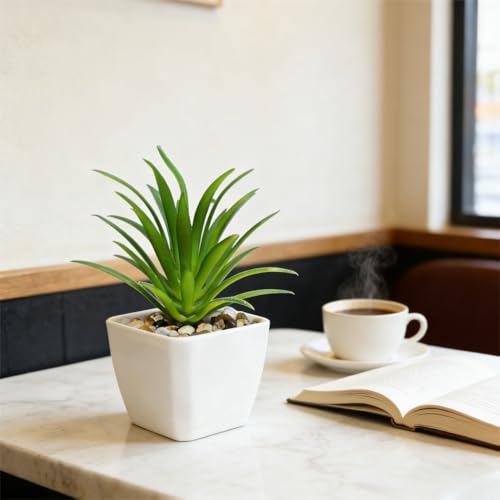Artificial Succulent Plants in Pot - 1Pcs Small Sword Grass Realistic Fake Potted Succulents for Home Decor, Desk, Office, Bathroom, Windowsill - Indoor Houseplant for Bedroom, Kitchen, Shelf - color: Small Sword Grass