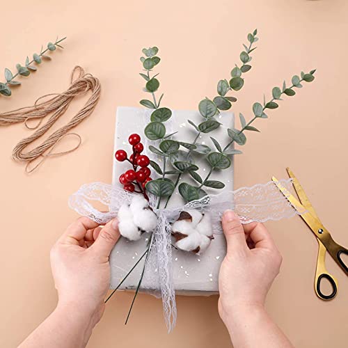 ABAJI Plastic Eucalyptus Wine Red Stems 12 PCS Fake Faux Decorations with Artificial Leaves Greenery Plant Leaf Suitable Home Office House Table Desk Decor Wedding Party Vase Forever Live - color: Wine Red