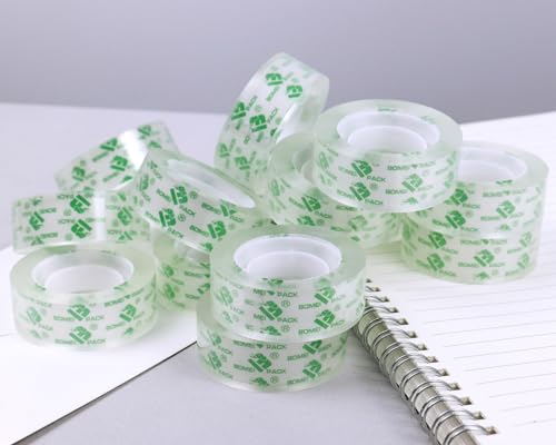 BOMEI PACK 48 Rolls Crystal Clear Transparent Tape, Stationery Tape Refills Rolls for Dispenser, 3/4 in x 1000 in,1 inch Core, Gift Wrapping Tape for Office, School and Home