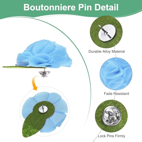 M METERXITY 12-Pack Lapel Pin for Men, Handmade Flower Brooch Button Pins for Men Suits, Formal Boutonnieres - color: Blue