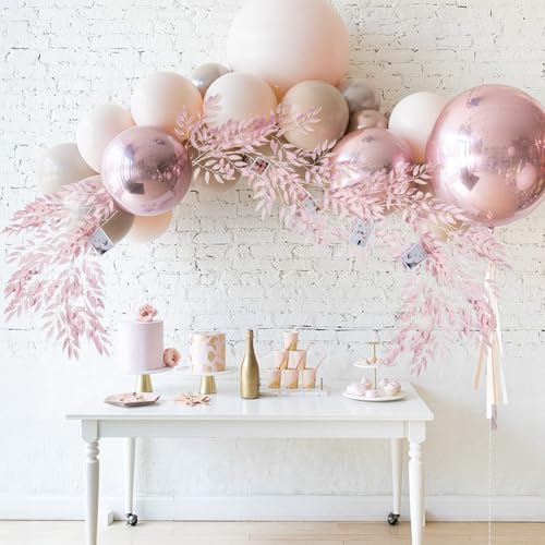 RECUTMS Artificial Willow Leaves Vine Hanging Pink Leave Garland 6.5ft | Fake Silk Leaf, Faux Twig Rattan Wreath, For Home Wedding Birthday Party Decor, Christmas & Anniversary, Indoor Outdoor - color: Pink
