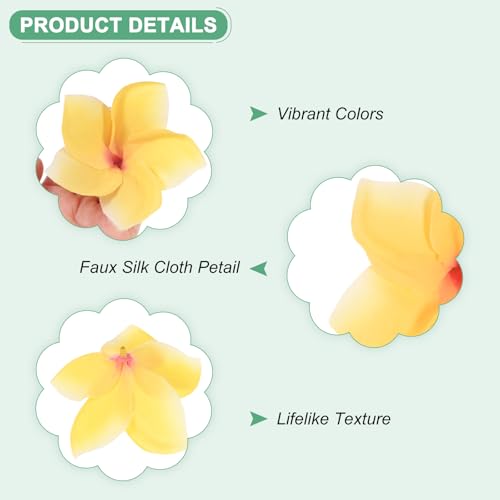 M METERXITY 10-Pack Artificial Plumeria Flowers, Fake Silk Heads Flower Hawaiian Plumeria Petal for DIY Crafts/Dress/Wedding/Party Decoration [Yellow, 3.9"/ 10cm] - color: Yellow