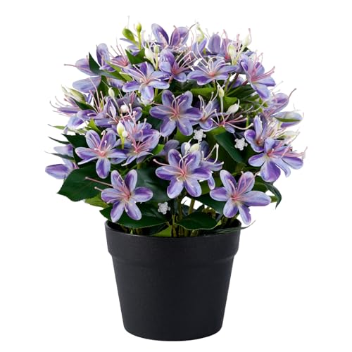 14'' Artificial Plants Fake Lily Flowers in Pot for Home Garden Indoor Outdoor Spring Summer Decorations (Purple) - color: Purple