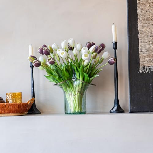 Artificial Tulips Flowers,Soft Touch Latex Bouquet, Fake Tulips,Spring Wedding Home Room Table Centerpiece Decor - color: 40pcs Dark Plum Set(no Vase)