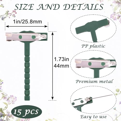 Boutonniere Safety Pins, Plastic Corsage Pins Safety Clips for Bride Groom, Tiny Boutonniere Brooch Supplies - color: Green-15pcs
