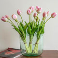 Artificial Tulips Flowers,Soft Touch Latex Bouquet, Fake Tulips,Spring Wedding Home Room Table Centerpiece Decor - color: 15pcs Peach Pink(no Vase)